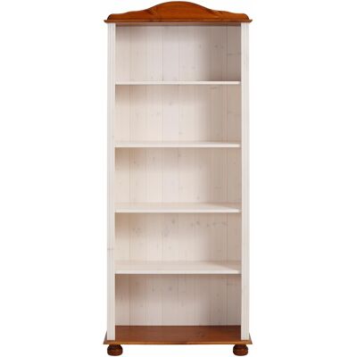 Bücherregal METTE Kiefer massiv 181 x 77 x 31 cm lackiert Weiß/Braun Bücherregal METTE Kiefer massiv 181 x 77 x 31 cm lackiert Weiß/Braun