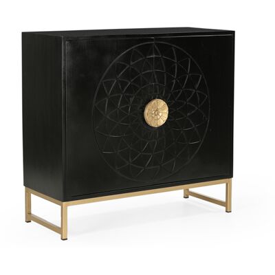 Kommode ARAS Holz 85 x 80 cm schwarz/goldfarbig Kommode ARAS Holz 85 x 80 cm schwarz/goldfarbig