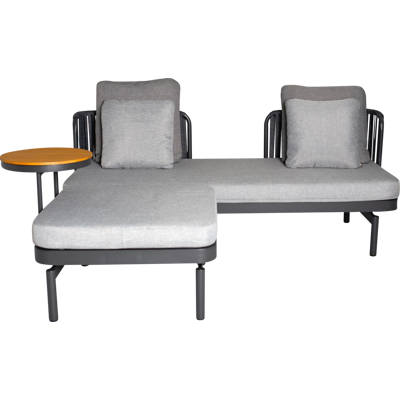 Garden FLAIR Loungemöbel Set RIN 3-tlg. Akazie massiv Aluminium 184 x 78 x 72 cm geölt Anthrazit/Dunkelgrau/Hellgrau Garden FLAIR Loungemöbel Set RIN 3-tlg. Akazie massiv Aluminium 184 x 78 x 72 cm geölt Anthrazit/Dunkelgrau/Hellgrau