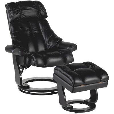 Sessel mit Hocker LEIF Leder Schwarz Sessel mit Hocker LEIF Leder Schwarz