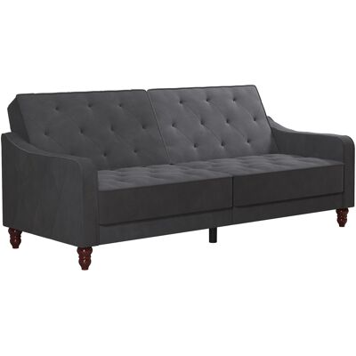 Schlafsofa VINTAGE TUFTED Samt Grau Schlafsofa VINTAGE TUFTED Samt Grau