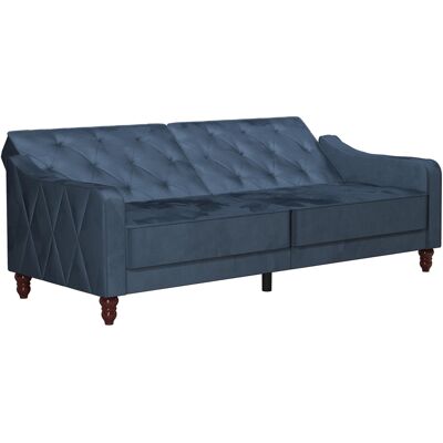 Schlafsofa VINTAGE TUFTED Samt Blau Schlafsofa VINTAGE TUFTED Samt Blau