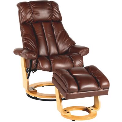 Sessel mit Hocker LEIF Leder Braun Sessel mit Hocker LEIF Leder Braun