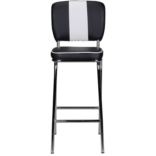 Barhocker Lederlook schwarz/weiß