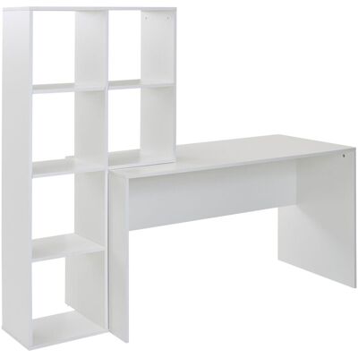 Wohnling Weißer Rechteckiger Schreibtisch mit Regalen - Büro & Zuhause Wohnling Weißer Rechteckiger Schreibtisch mit Regalen - Büro & Zuhause