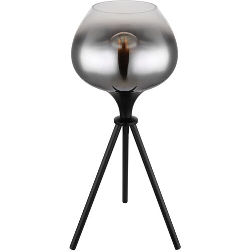 GLOBO Retrofit Tischlampe MAXY 45 cm schwarz /Rauchglas