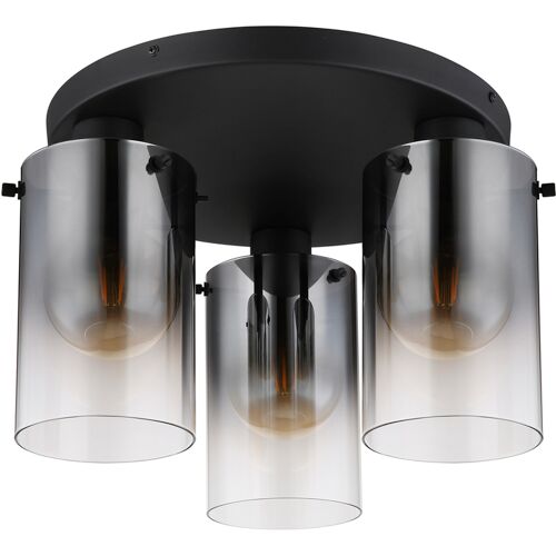 GLOBO Retrofit Deckenlampe FLORENTINA 3-flg schwarz /Rauchglas