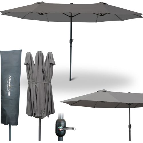 deluxe4home Doppelsonnenschirm DOUBLE 450 x 260 cm anthrazit
