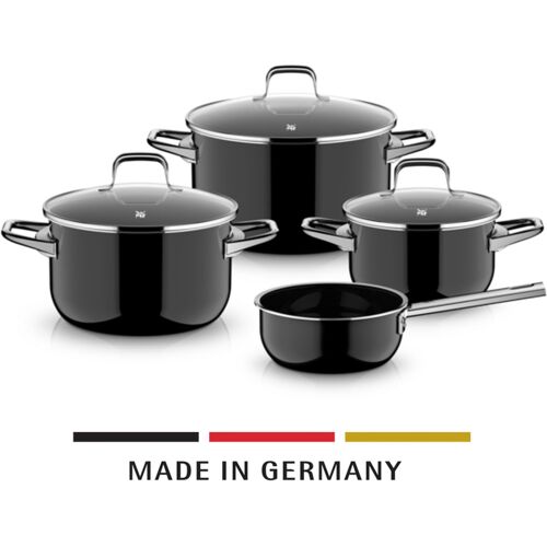 WMF Kochtopf-Set FUSIONTECESSENTIALPRO 7-teilig Metall/Glas Schwarz/Silberfarbig