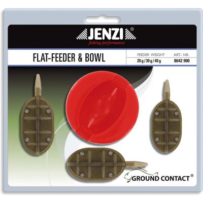 Jenzi Flat-Feeder Sortiment und Feeder-Cup. 20/30/40 g und einem Cup/Bow Jenzi Flat-Feeder Sortiment und Feeder-Cup. 20/30/40 g und einem Cup/Bow