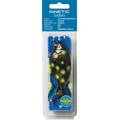 Kinetic Sabiki Flatdab Lightstick 60g #2 Glow/ Black Kinetic Sabiki Flatdab Lightstick 60g #2 Glow/ Black
