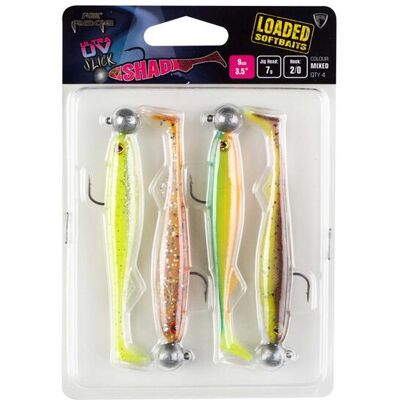 FOX RAGE Slick Shad 11cm x4 Mixed UV Colour Pack LOADED 10g 3/0 head FOX RAGE Slick Shad 11cm x4 Mixed UV Colour Pack LOADED 10g 3/0 head
