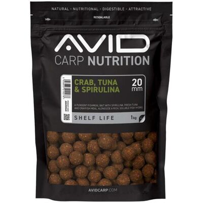Avid Crab, Tuna & Spirulina Boilies - 20mm (1kg) Avid Crab, Tuna & Spirulina Boilies - 20mm (1kg)