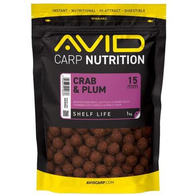 Avid Crab & Plum Boilies - 15mm (1kg) Avid Crab & Plum Boilies - 15mm (1kg)