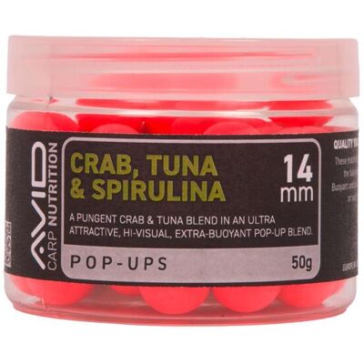 Avid Crab, Tuna & Spirulina Pop-up - 14mm (Pink) Avid Crab, Tuna & Spirulina Pop-up - 14mm (Pink)