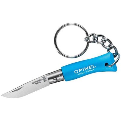 Opinel No 02 Taschenmesser Mit Schlüsselanhänger, Virobloc, Edelstahl, Rostfrei, Buche, Cyanblau Opinel No 02 Taschenmesser Mit Schlüsselanhänger, Virobloc, Edelstahl, Rostfrei, Buche, Cyanblau