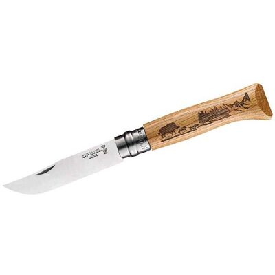 Opinel No 08 Animalia Taschenmesser, Virobloc, Eiche, Rostfrei, Sandvik Stahl, Wildschwein Opinel No 08 Animalia Taschenmesser, Virobloc, Eiche, Rostfrei, Sandvik Stahl, Wildschwein