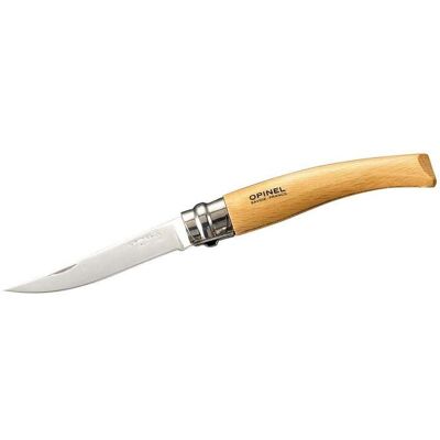 Opinel No 08 Effile Taschenmesser, Sandvik 12C27-Stahl, Rostfrei, Buchenholz-Griff, Virobloc Opinel No 08 Effile Taschenmesser, Sandvik 12C27-Stahl, Rostfrei, Buchenholz-Griff, Virobloc