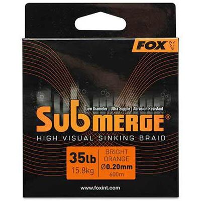 Fox Submerge Orange sinking braid x 600m 0.25mm 45lb/20.4kg Fox Submerge Orange sinking braid x 600m 0.25mm 45lb/20.4kg