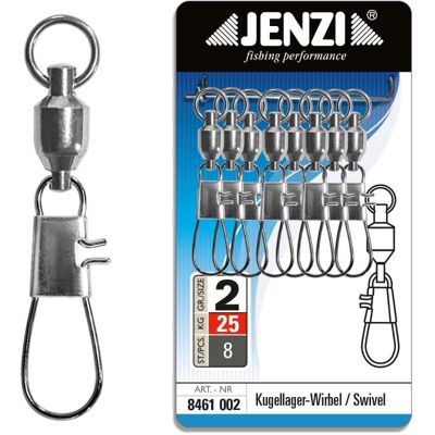 JENZI Salzwasser-Karabiner-Wirbel Kugellager verlötete Sprengringe #2 25kg JENZI Salzwasser-Karabiner-Wirbel Kugellager verlötete Sprengringe #2 25kg