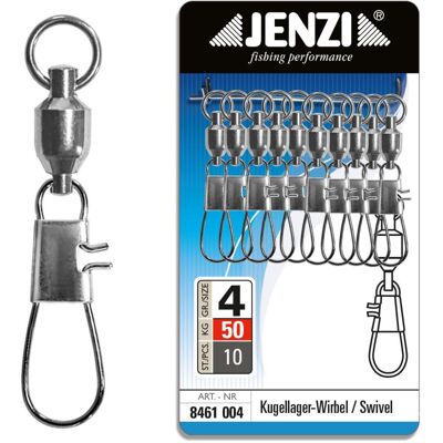 JENZI Salzwasser-Karabiner-Wirbel Kugellager verlötete Sprengringe #4 20kg JENZI Salzwasser-Karabiner-Wirbel Kugellager verlötete Sprengringe #4 20kg