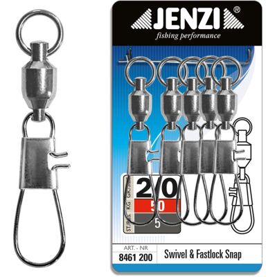 JENZI Salzwasser-Karabiner-Wirbel Kugellager verlötete Sprengringe #2/0 50kg JENZI Salzwasser-Karabiner-Wirbel Kugellager verlötete Sprengringe #2/0 50kg