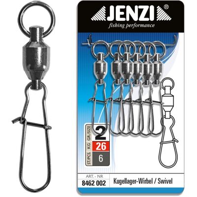JENZI Kugellager-Karabiner-Wirbel vernickelt Größe: 1 32kg JENZI Kugellager-Karabiner-Wirbel vernickelt Größe: 1 32kg