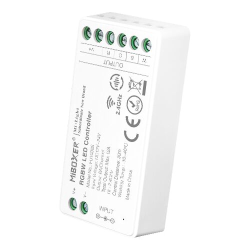 Controller / Dimmer RGBW Stripes Funk für 4 Zonen 30m erweiterbar, 12 / 24V DC, für RGBW mit weißen LED