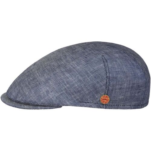 Sidney Herringbone Leinen Flatcap by Mayser blau 60 cm male