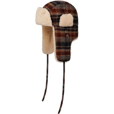 Checked Bomber Fliegermütze by Stetson rost-blau L (58-59 cm) male Checked Bomber Fliegermütze by Stetson rost-blau L (58-59 cm) male