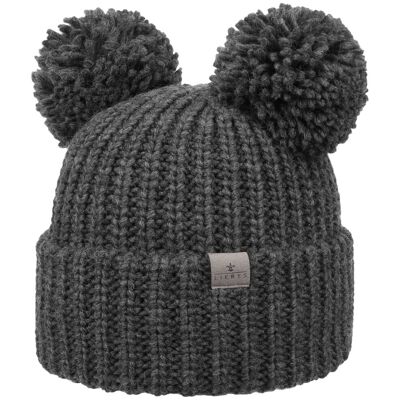 Double Pom Strickmütze by Lierys anthrazit One Size female Double Pom Strickmütze by Lierys anthrazit One Size female