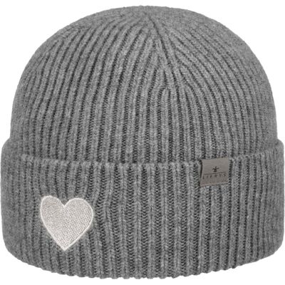 Extra Fine Merino Heart Strickmütze by Lierys grau One Size female Extra Fine Merino Heart Strickmütze by Lierys grau One Size female