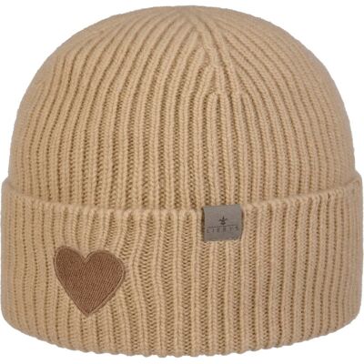 Extra Fine Merino Heart Strickmütze by Lierys beige One Size female Extra Fine Merino Heart Strickmütze by Lierys beige One Size female