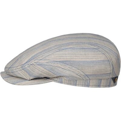 Tesrick Stripe Driver Leinen Flatcap by Stetson beige-blau S (54-55 cm) male Tesrick Stripe Driver Leinen Flatcap by Stetson beige-blau S (54-55 cm) male