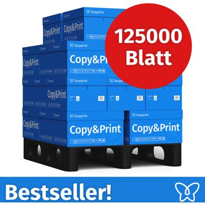 Easyprint Druckerpapier Kopierpapier 125000 Blatt 25 x 5000 A4 Premium Hochweiß CIE 160 Testsieger PEFC zertifiziert Easyprint Druckerpapier Kopierpapier 125000 Blatt 25 x 5000 A4 Premium Hochweiß CIE 160 Testsieger PEFC zertifiziert