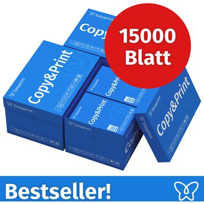 Easyprint Druckerpapier Kopierpapier 15000 Blatt 30 x 500 A4 Premium Hochweiß CIE 160 Testsieger PEFC zertifiziert Easyprint Druckerpapier Kopierpapier 15000 Blatt 30 x 500 A4 Premium Hochweiß CIE 160 Testsieger PEFC zertifiziert