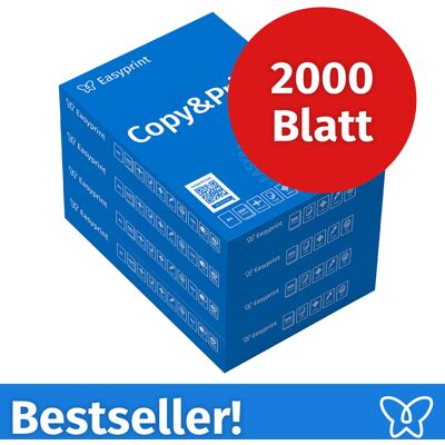 Easyprint Druckerpapier Kopierpapier 2000 Blatt 4 x 500 A4 Premium Hochweiß CIE 160 Testsieger PEFC zertifiziert Easyprint Druckerpapier Kopierpapier 2000 Blatt 4 x 500 A4 Premium Hochweiß CIE 160 Testsieger PEFC zertifiziert