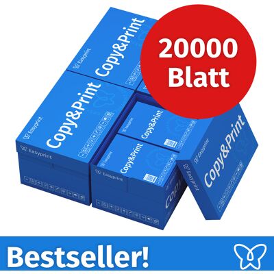 Easyprint Druckerpapier Kopierpapier 20000 Blatt 40 x 500 A4 Premium Hochweiß CIE 160 Testsieger PEFC zertifiziert Easyprint Druckerpapier Kopierpapier 20000 Blatt 40 x 500 A4 Premium Hochweiß CIE 160 Testsieger PEFC zertifiziert
