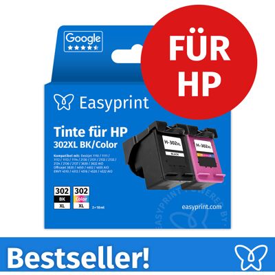 Easyprint Tintenpatronen für HP 302XL, Multipack (BK/C/M/Y), 1 Stück Easyprint Tintenpatronen für HP 302XL, Multipack (BK/C/M/Y), 1 Stück