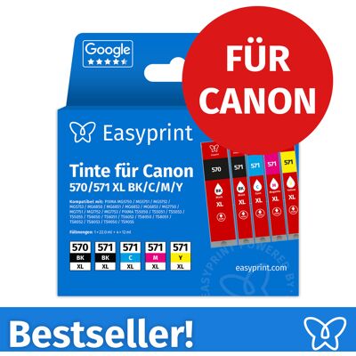 Easyprint Tintenpatronen für Canon 570/571 XL, Multipack (BK/BK/C/M/Y), 1 Stück Easyprint Tintenpatronen für Canon 570/571 XL, Multipack (BK/BK/C/M/Y), 1 Stück