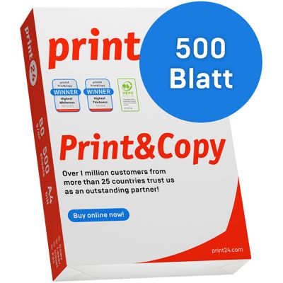 print24 Druckerpapier Kopierpapier 500 Blatt 1 x 500 A4 Premium Hochweiß CIE 160 Testsieger PEFC zertifiziert print24 Druckerpapier Kopierpapier 500 Blatt 1 x 500 A4 Premium Hochweiß CIE 160 Testsieger PEFC zertifiziert