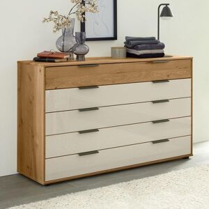 Interliving Kommode 1027 Eiche teilmassiv mit Schubladen Weiß 86x141x43cm Interliving Kommode 1027 Eiche teilmassiv mit Schubladen Weiß 86x141x43cm