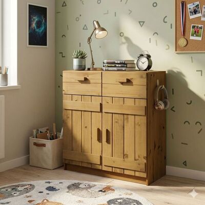 Kommode Kids Paradise Kiefer Massivholz mit Schubladen Braun 88x81x34cm Kommode Kids Paradise Kiefer Massivholz mit Schubladen Braun 88x81x34cm