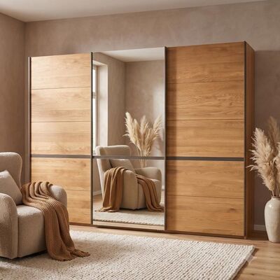 Musterring Schwebetüren-Kleiderschrank Sorrent Eiche teilmassiv mit Spiegel 217x300x67cm Musterring Schwebetüren-Kleiderschrank Sorrent Eiche teilmassiv mit Spiegel 217x300x67cm