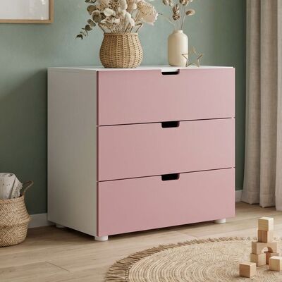 Kommode Kids Town Color teilmassiv mit Schubladen Rosa 70x70x42cm Kommode Kids Town Color teilmassiv mit Schubladen Rosa 70x70x42cm