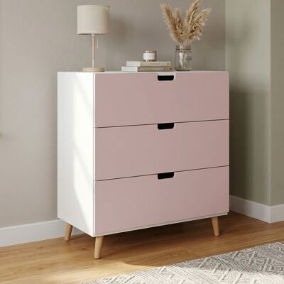 Kommode Kids Town Retro teilmassiv mit Schubladen Rosa 70x70x42cm Kommode Kids Town Retro teilmassiv mit Schubladen Rosa 70x70x42cm