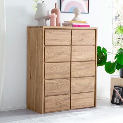 HOMELIV. Hochkommode Listra Wildeiche Massivholz mit Schubladen 113x88x42cm HOMELIV. Hochkommode Listra Wildeiche Massivholz mit Schubladen 113x88x42cm