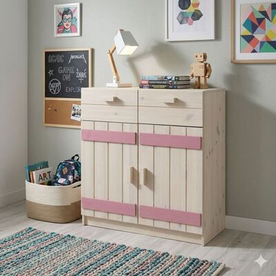 Kommode Kids Paradise Kiefer Massivholz mit Schubladen Weiß 88x81x34cm Kommode Kids Paradise Kiefer Massivholz mit Schubladen Weiß 88x81x34cm