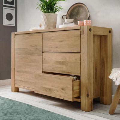 Sideboard Vetralla Wildeiche Massivholz mit Schubladen 90x140x45cm Sideboard Vetralla Wildeiche Massivholz mit Schubladen 90x140x45cm