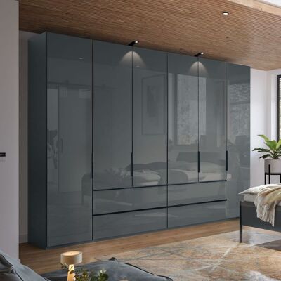 Musterring Falttüren-Kleiderschrank San Antonio mit Schubladen und Glasfront Lava Dunkelgrau 236x400x58cm Musterring Falttüren-Kleiderschrank San Antonio mit Schubladen und Glasfront Lava Dunkelgrau 236x400x58cm